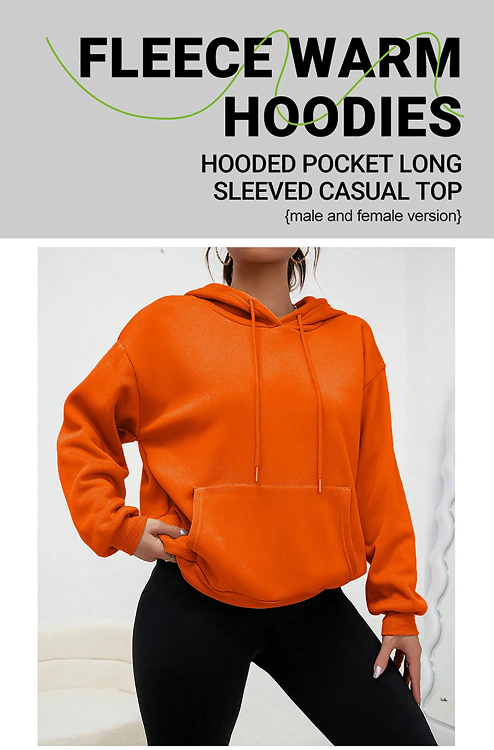 Solid Color Women’s Hoodie | Autumn Casual Fleece Pocket Hoodies | Unisex Streetwear