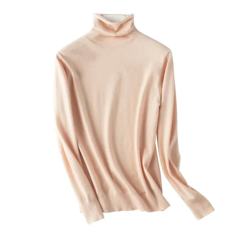 2025 Women’s Autumn Winter Turtleneck Sweater – Slim Fit Korean Knit Tops | Stretch Basic Pullovers