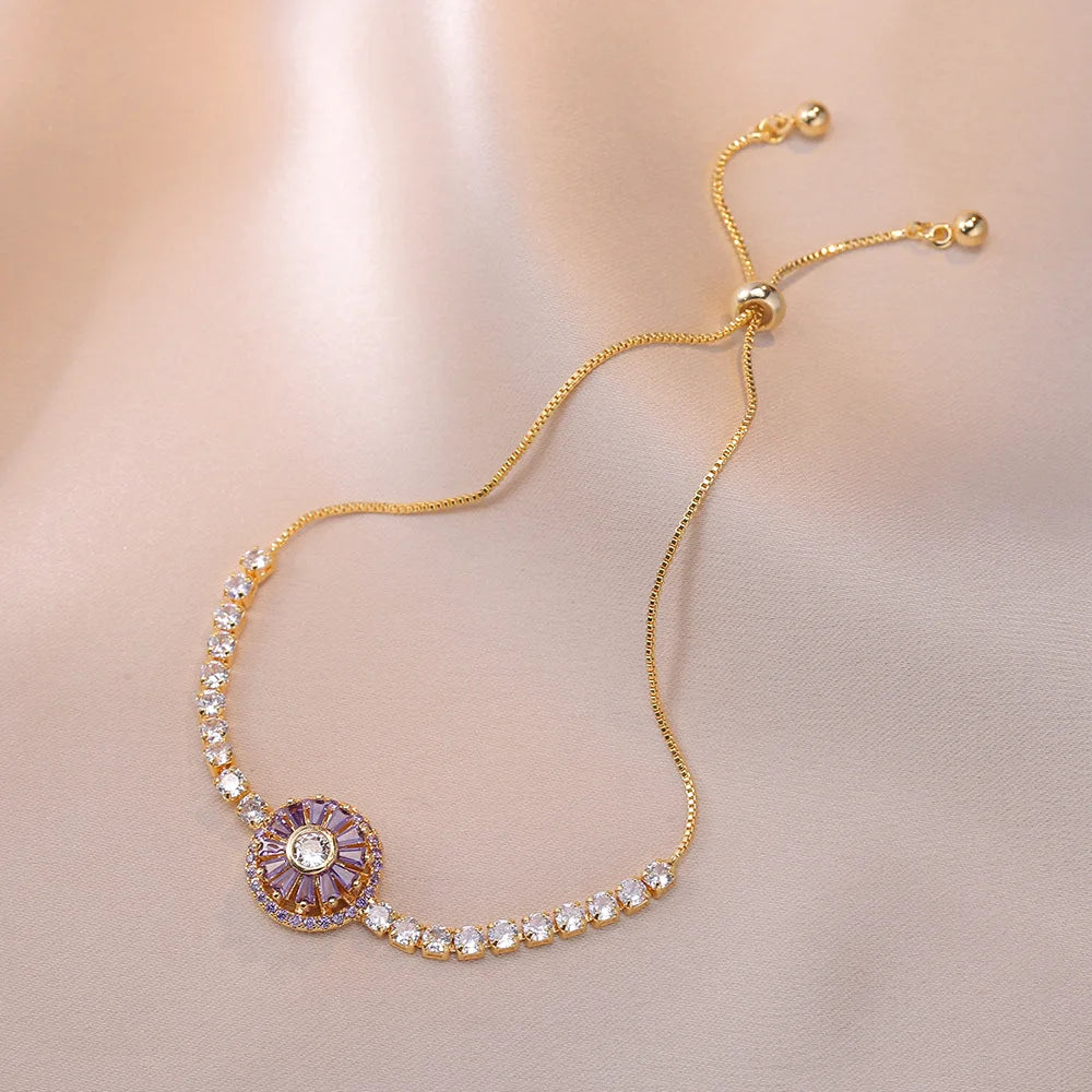 Multicolor Heart Charm Bracelet 💖 Titanium Steel Rhinestone Jewelry