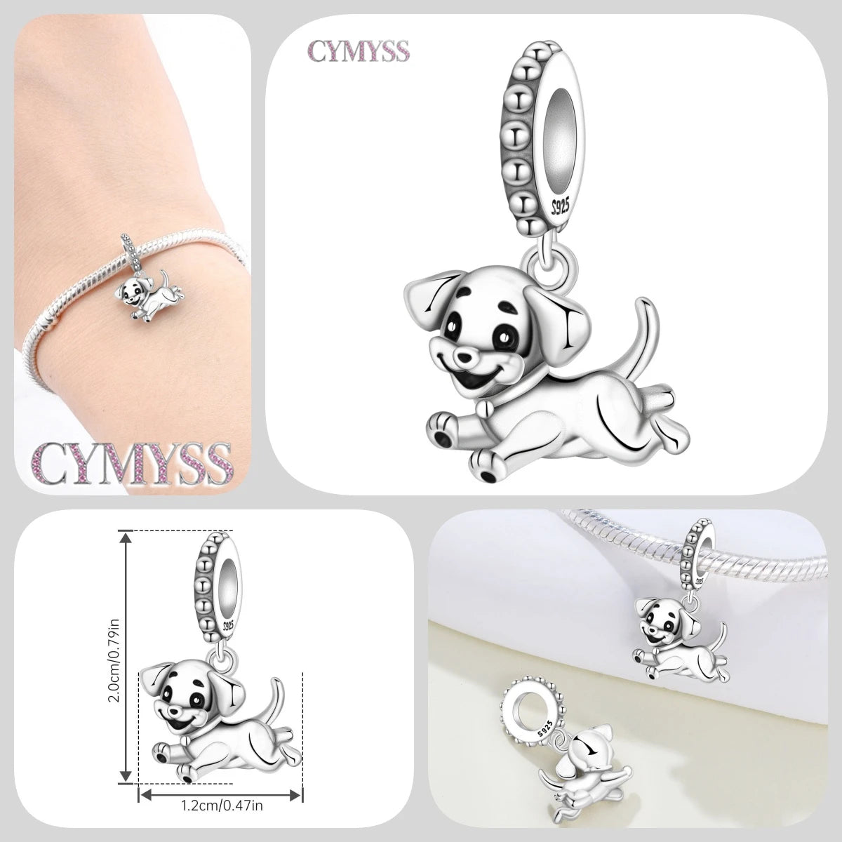 Hot Sale 925 Sterling Silver Dog & Cat Pet Charms | Cute Animal Pendant for Women Bracelet & Necklace DIY Jewelry Gift