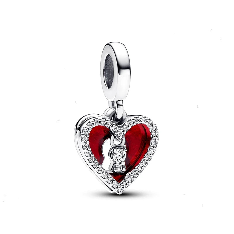 New 925 Sterling Silver Red Heart Charm Bead – Fits Original 3mm Bracelet Lucky DIY Jewelry Gift for Women