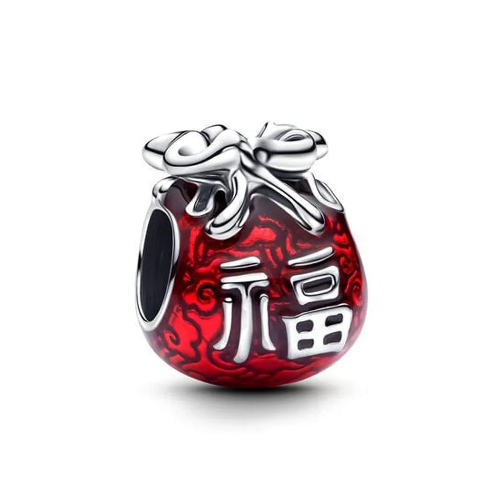 925 Sterling Silver Red Heart Charms | Apple, Rose & Gift Box Beads Fit Original Bracelet Necklace Women Jewelry