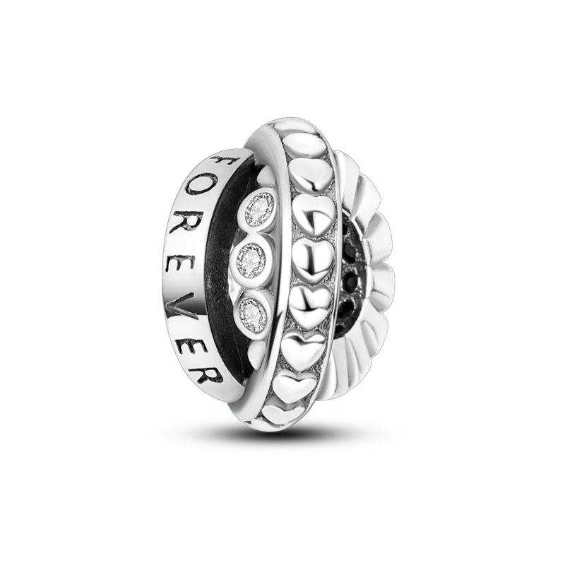 Silver Clasp 925 Sterling Silver Round Daisy Charm Beads | Safety Chain Pendant for Original Bracelets Jewelry