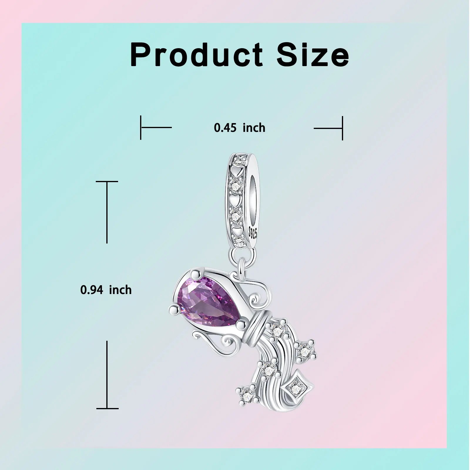 925 Sterling Silver Birthstone Love Pendant Charm | January–December Zircon Bead for Bracelet & Necklace DIY Jewelry Gift