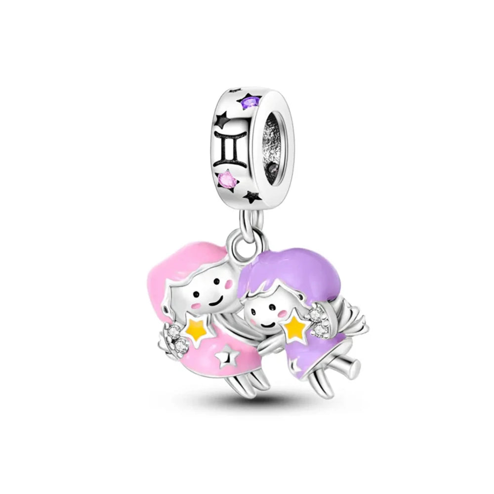New 925 Sterling Silver Zodiac Charm | Twelve Constellations Series Libra Scorpio Gemini Fit Original Bracelet Women Jewelry