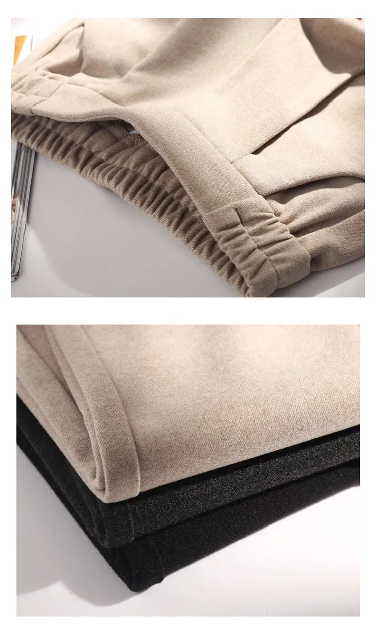 2024 Woolen Harem Pants for Women | High Waist Elastic Suit Pants | Korean Style Autumn Winter Trousers