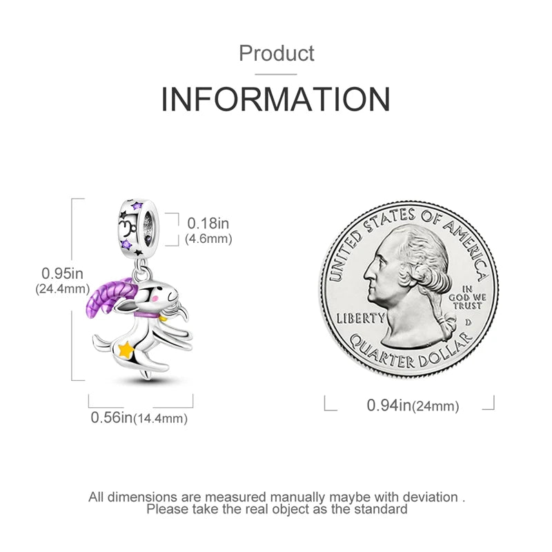 Original 925 Sterling Silver 12 Constellation Luminous Charm | Fits Pandora 3mm Bracelet DIY Jewelry Gift for Women