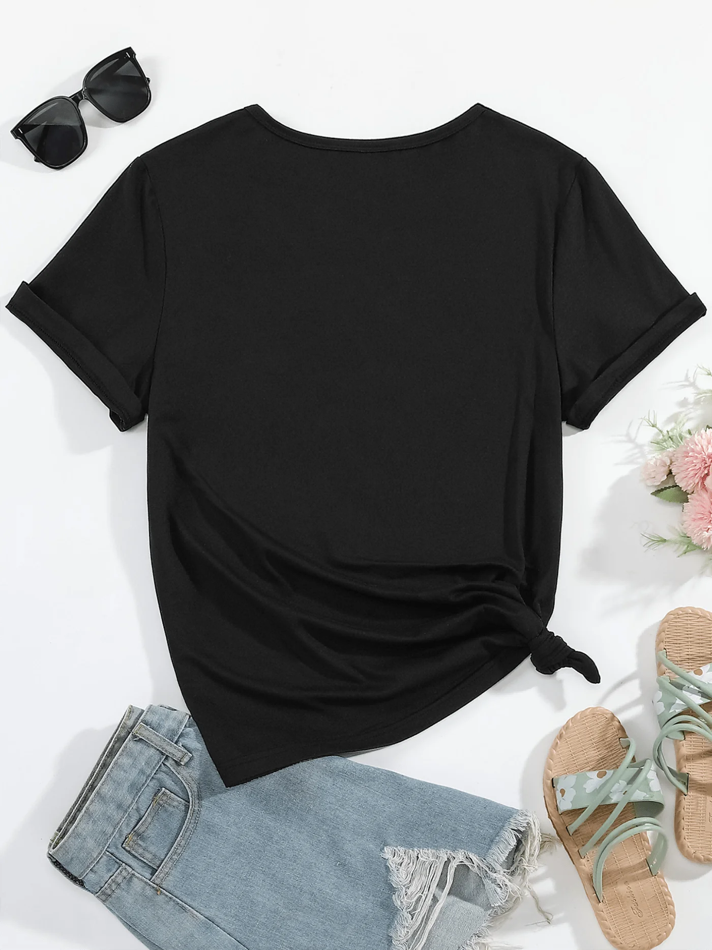 Moon Print Crew Neck T-Shirt – Casual Short Sleeve Top for Women | Spring & Summer Fashion