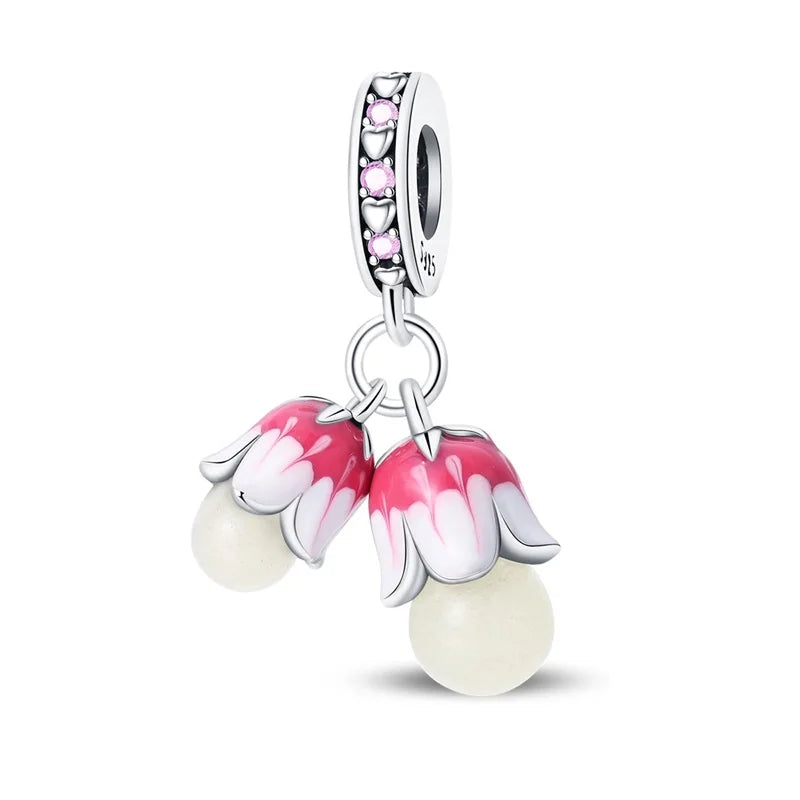 2025 925 Silver Daisy Tulip Pansy Flower Charms Bead | Fit 3mm Original Bracelets DIY Jewelry Gift
