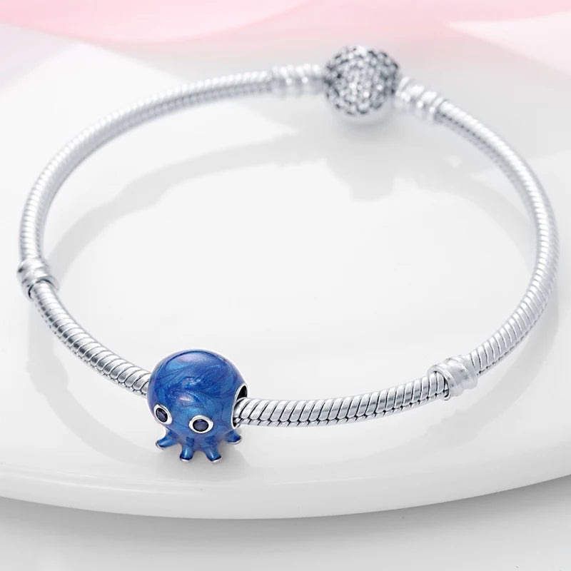 Blue Ocean Series 925 Sterling Silver Turtle Crab Mermaid Charms for 3mm Bracelet