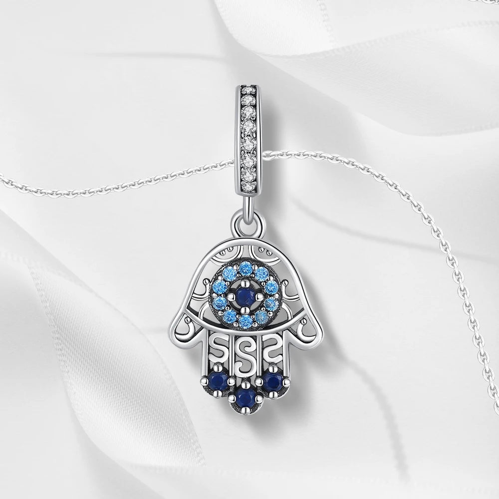 2025 New 925 Sterling Silver All-Seeing Eye Hamsa Hand Charm | Fits Pandora Bracelet & Women’s DIY Jewelry