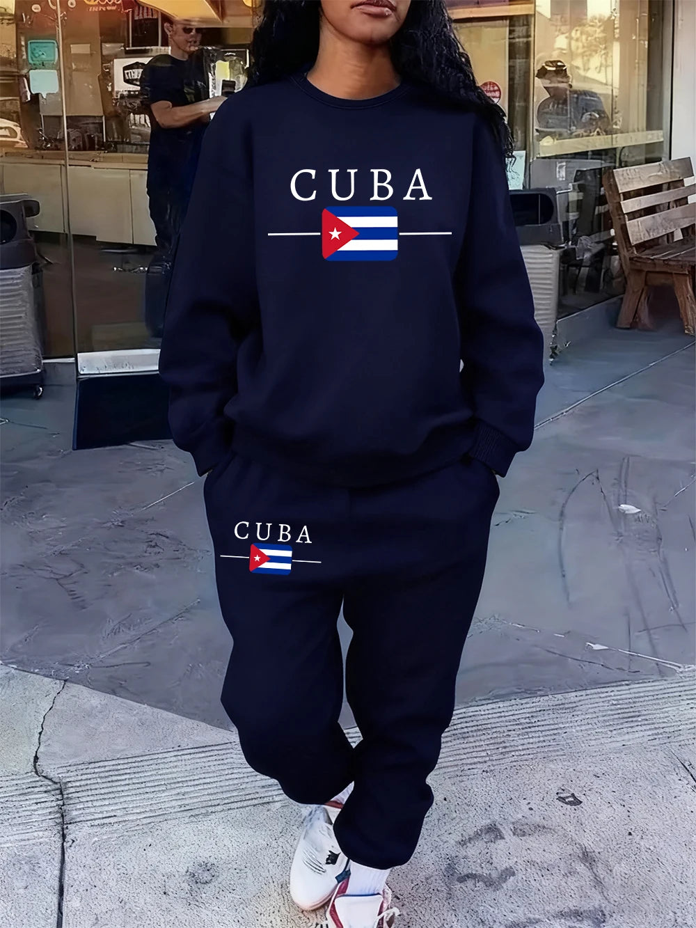 Women’s Cuba Flag Hoodie & Sweatpants 2-Piece Set – Winter Fleece Casual Jogging Outfit 🇨🇺🔥