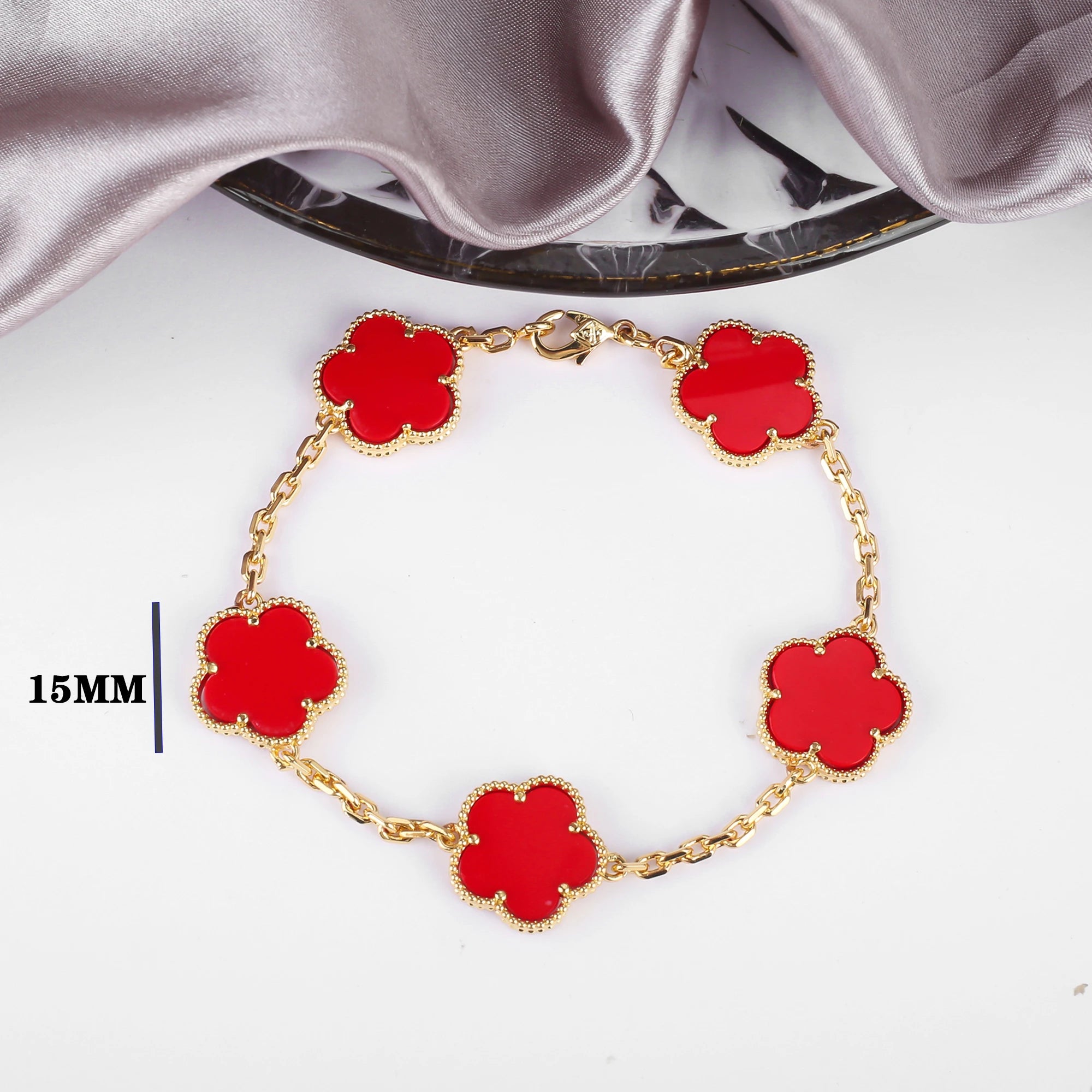 7 Colors Five-Leaf Flower Pendant Necklace Natural Stone Clover Choker Chain for Women