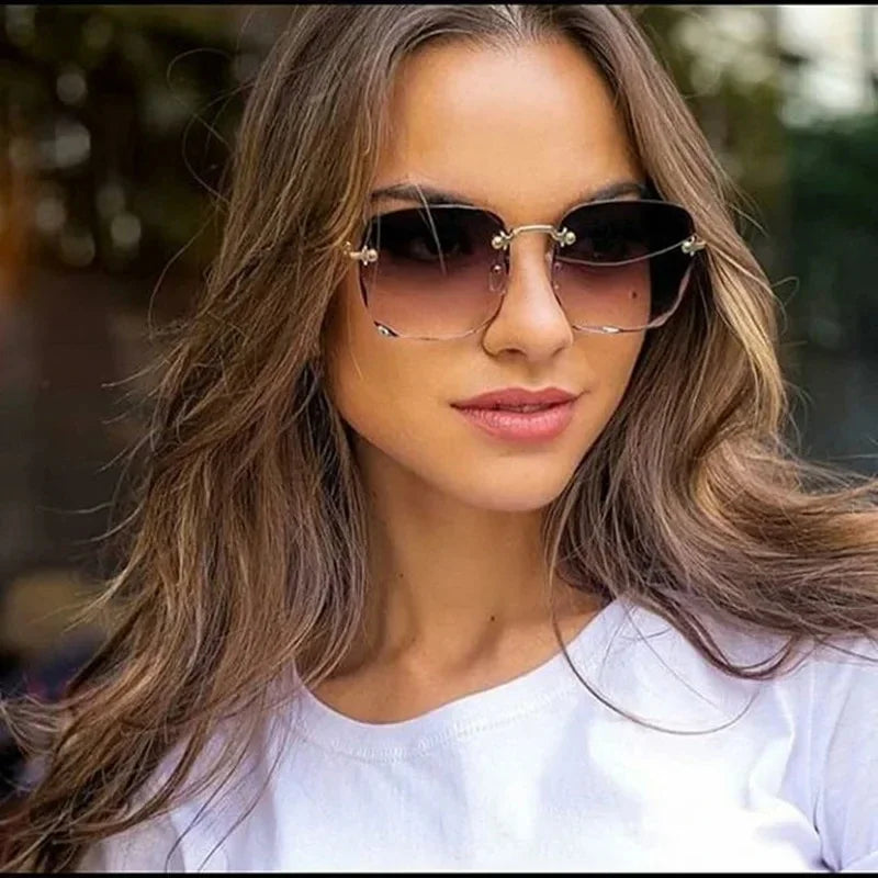 2024 New Rimless Women's Sunglasses – Fashion Gradient Lenses with Alloy Legs | Classic Designer UV400 Sun Shades