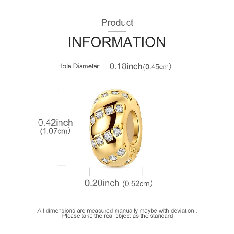 925 Sterling Silver Golden Charms Bow Cross Earth Passport Dangle | Fits Original Bracelet DIY Jewelry Gift for Women