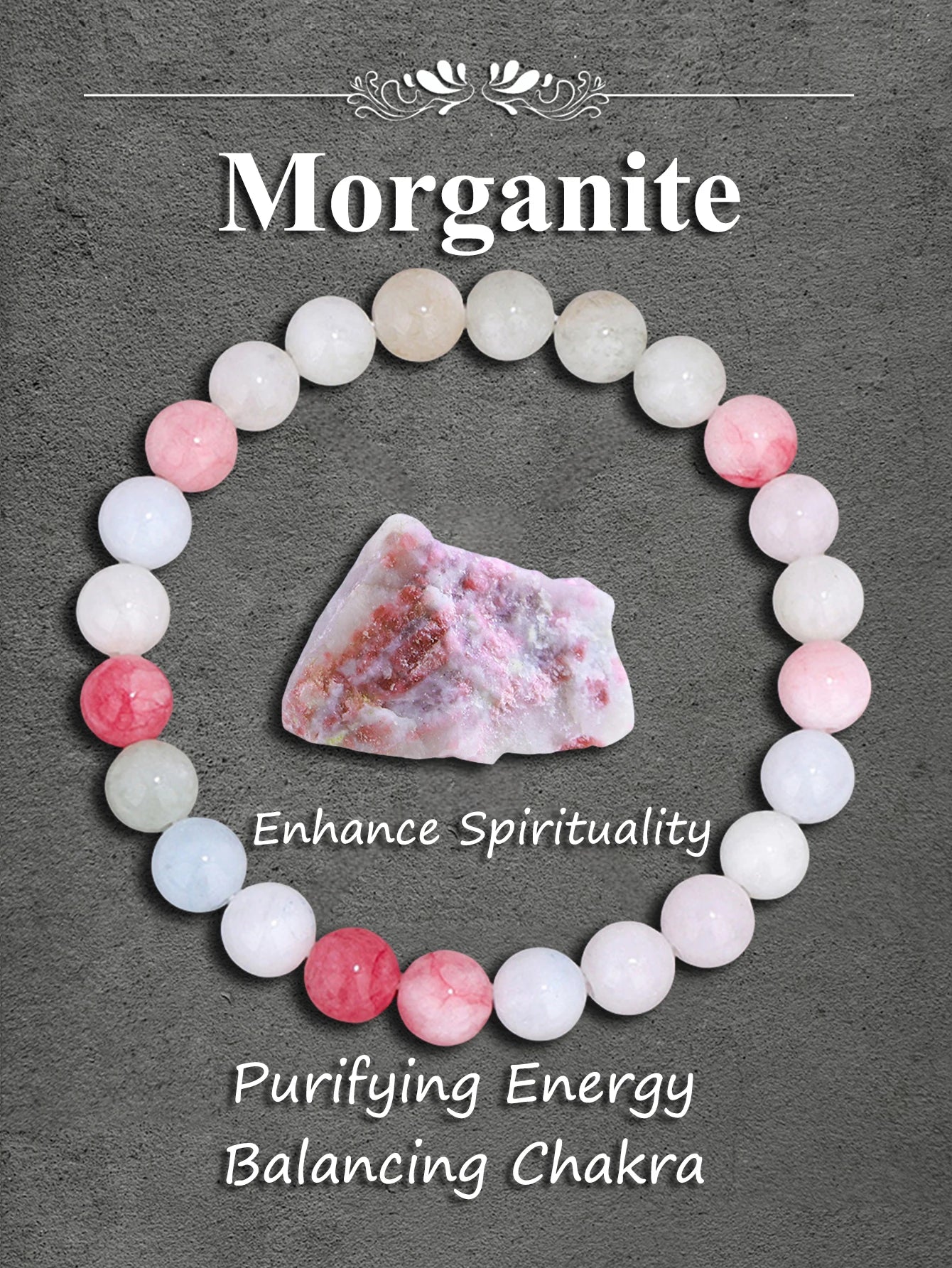 Original Pink Zebra Stone Bead Bracelet – Natural Reiki Healing Crystal Jewelry for Positive Energy & Balance Women Men