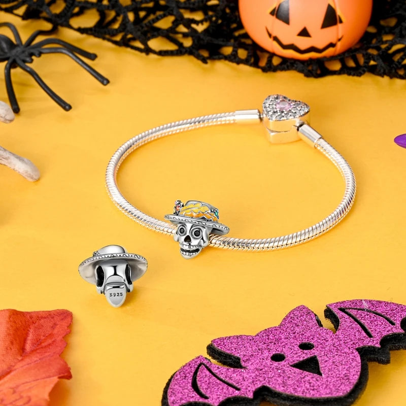 925 Sterling Silver Halloween Series Charms | Pumpkin, Witch, Skull & Candy Beads Fit Original Bracelet DIY Jewelry
