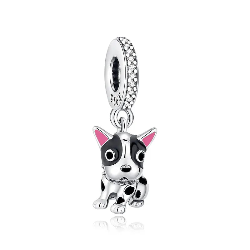 925 Sterling Silver Love Pets Dog Cat Paw Print Charm Beads for Women