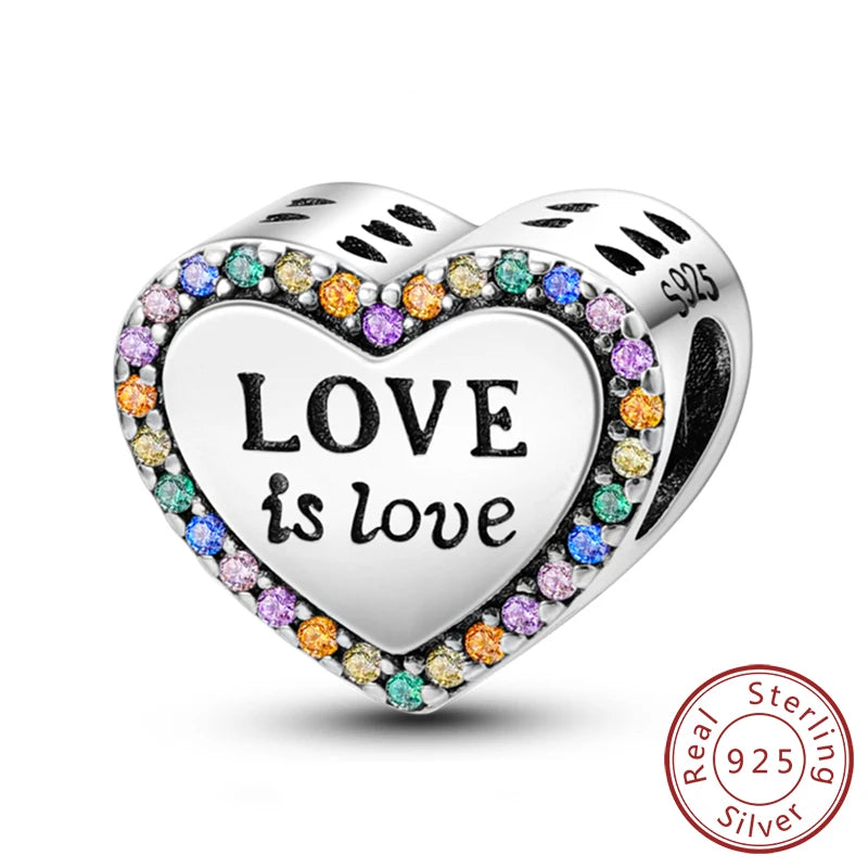 New 925 Sterling Silver Family Sister Love Heart Charm Bead | Original Bracelet DIY Jewelry Gift for Women