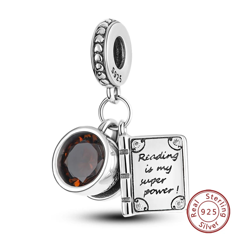 925 Sterling Silver Dessert Afternoon Tea Charm – Coffee, Cake, Pizza & Fries Beads Fit Original Pandora Bracelet DIY Jewelry