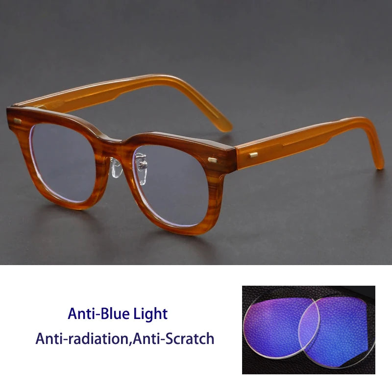 Retro Personalized Thick Acetate Round Reading Glasses – Men Women Optical Prescription Custom Presbyopia Eyeglasses