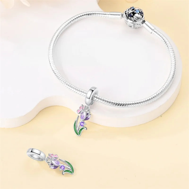 2025 925 Silver Daisy Tulip Pansy Flower Charms Bead | Fit 3mm Original Bracelets DIY Jewelry Gift