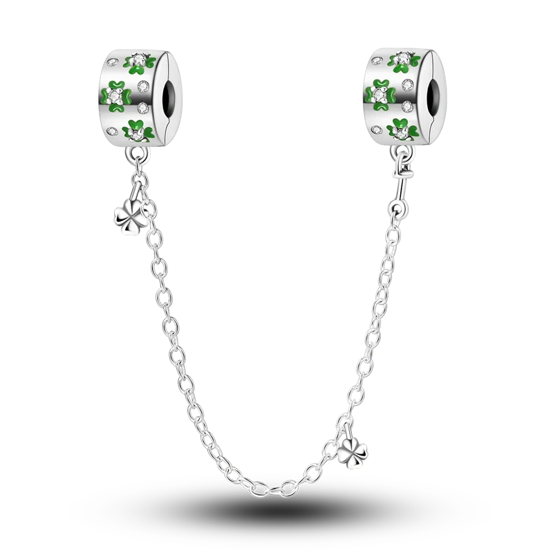 925 Sterling Silver Star Moon Safety Chain Charm | Pandora Fit Jewelry