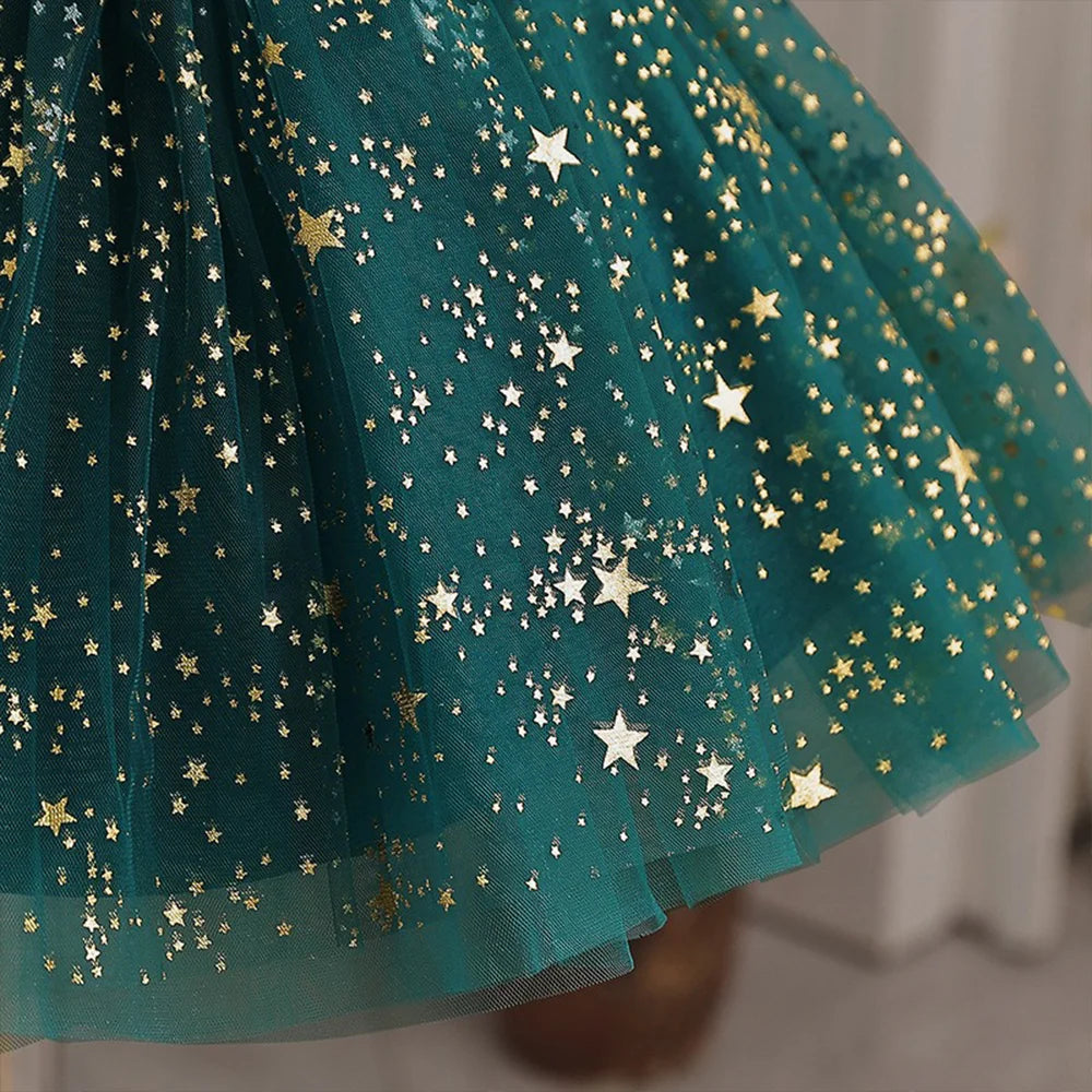 ✨ Hello Kitty Princess Dress for Girls 👑 Sequined Star Tutu Gown 🎀 Ruffle Bow Kids Party & Prom Dress