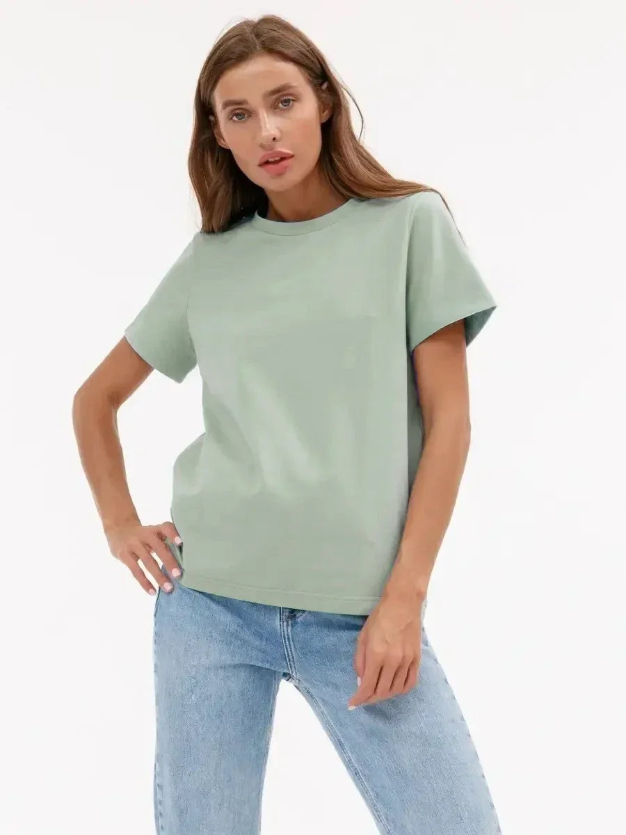 Bornladies Women’s Summer Cotton T-Shirt | Basic Solid Short Sleeve Loose Top | Fashionable Bottoming Shirt