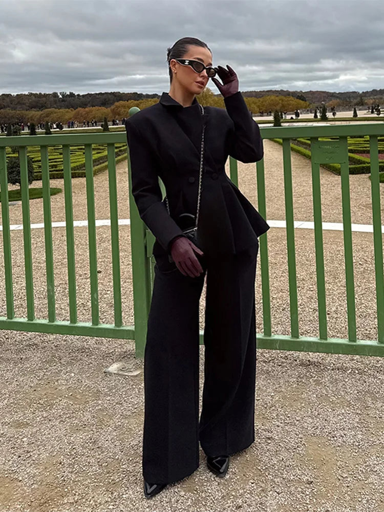 Women’s Blazer & Trouser Set 🌸 Solid Lapel Coat Wide Leg Pants 2026 ✨