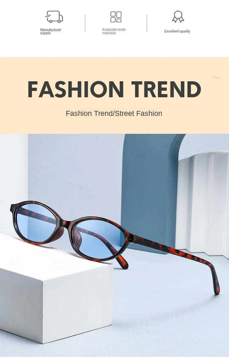 Retro Oval Frame Sunglasses – Fashion Personalized Trendy Small Frame Punk Cat Eye Sunshade Sun Protection Glasses