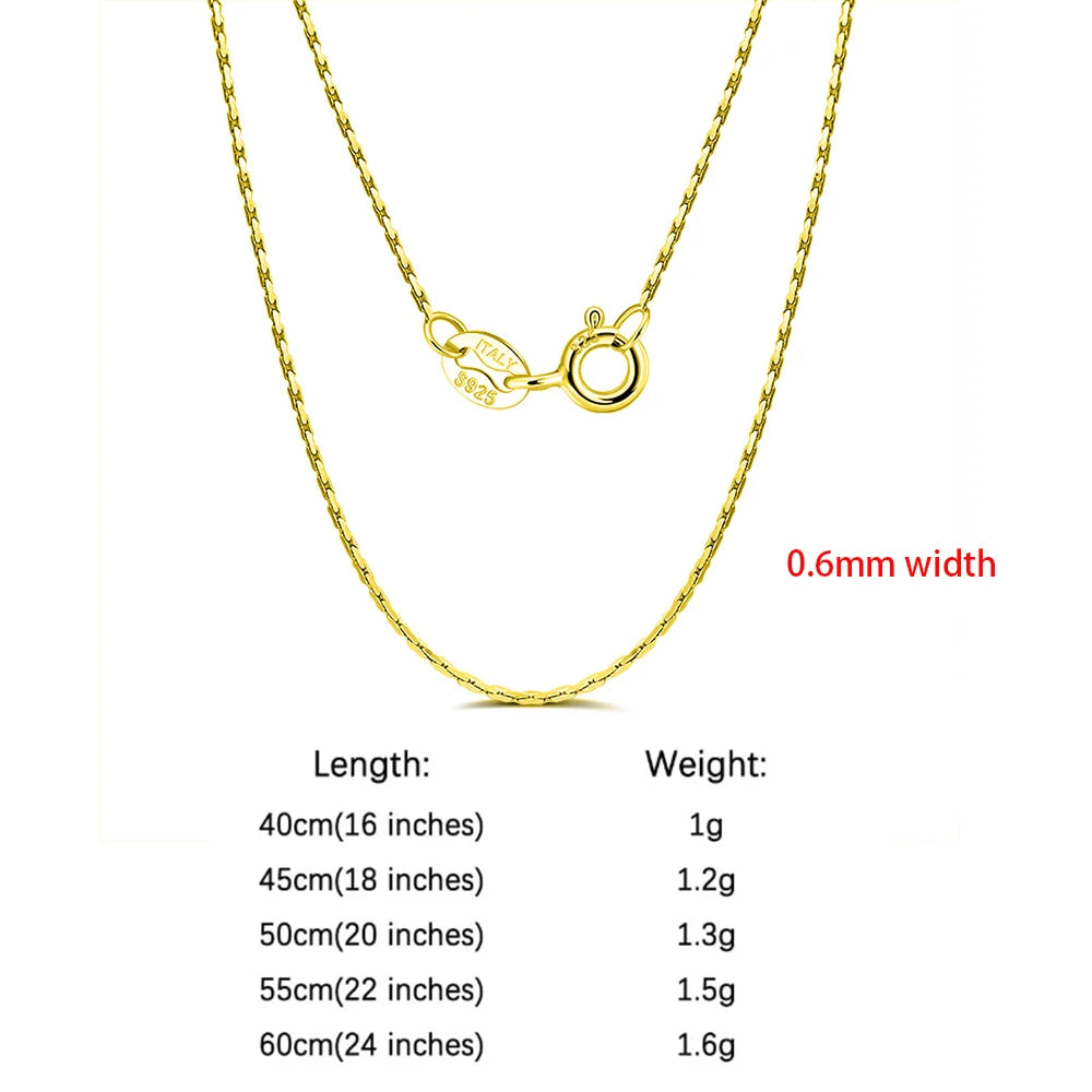 Rinntin 925 Sterling Silver Italian Handmade Chopin Chain Necklace | Simple 1.2mm Women’s Fashion Jewelry SC53
