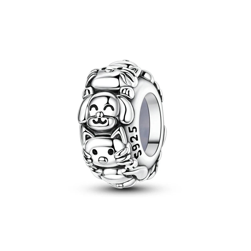 Original 925 Sterling Silver Clip Charm Bead | Round Heart Love Family Charms Fit Bracelet Women DIY Jewelry Gift
