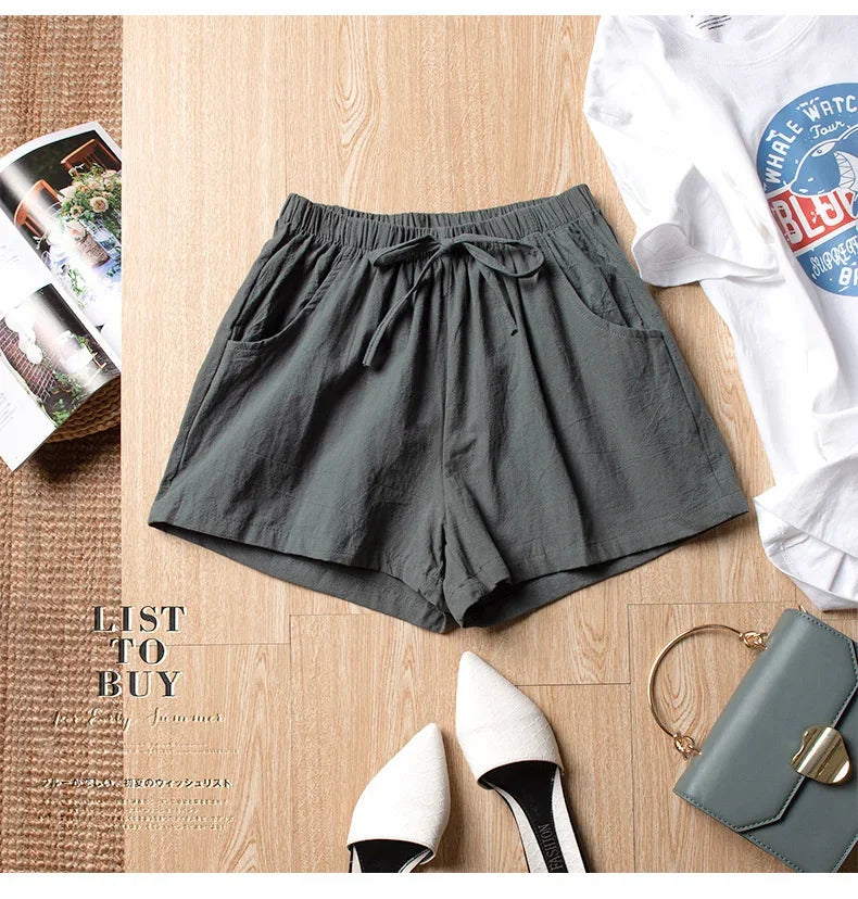 ✨ HELIAR Casual Linen Shorts for Women 🩳 High-Waist Gym & Workout Shorts 👟 Ladies Sport Femme Summer Shorts