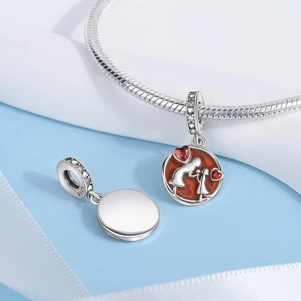 2025 New 925 Sterling Silver Family Love Heart Charm Beads | Sister, Daughter & Mother Pendant for Bracelets & DIY Jewelry
