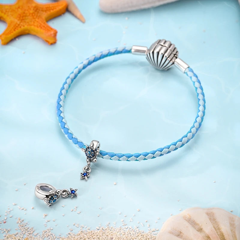 New Summer Ocean Silver Plated Sea Turtle & Starfish Shell Charm | DIY Bracelet Jewelry for Women