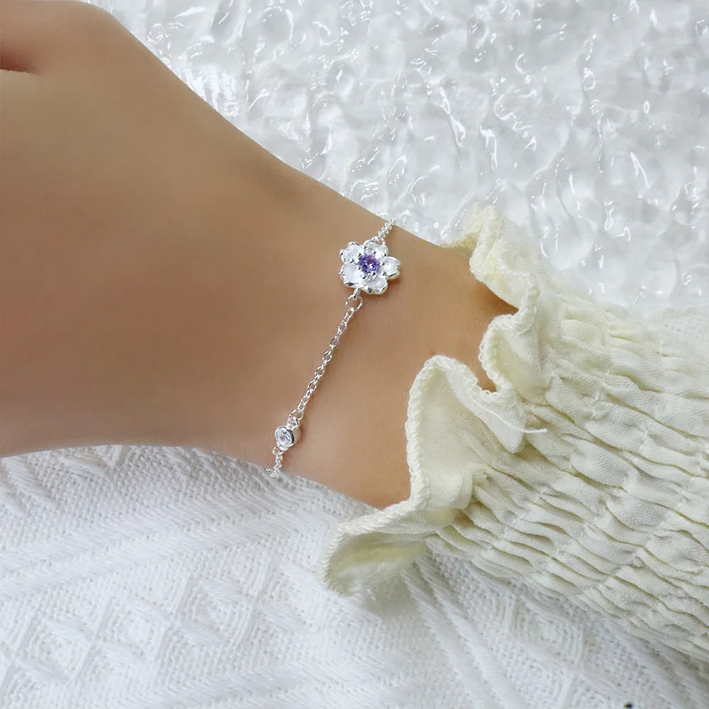 925 Sterling Silver Green Leaf Bracelet | Elegant Nature-Inspired Bangle for Women Girls Fashion Jewelry Gift