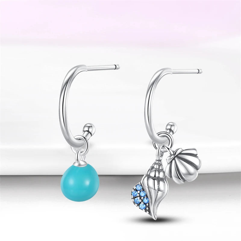 925 Sterling Silver Glowing Starfish & Shell Earrings | Fashion Jewelry for Women