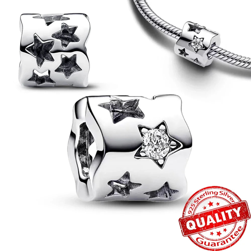 925 Sterling Silver Stars, Moon, Sun & Flower Dangle Earrings – DIY Bracelet Charms