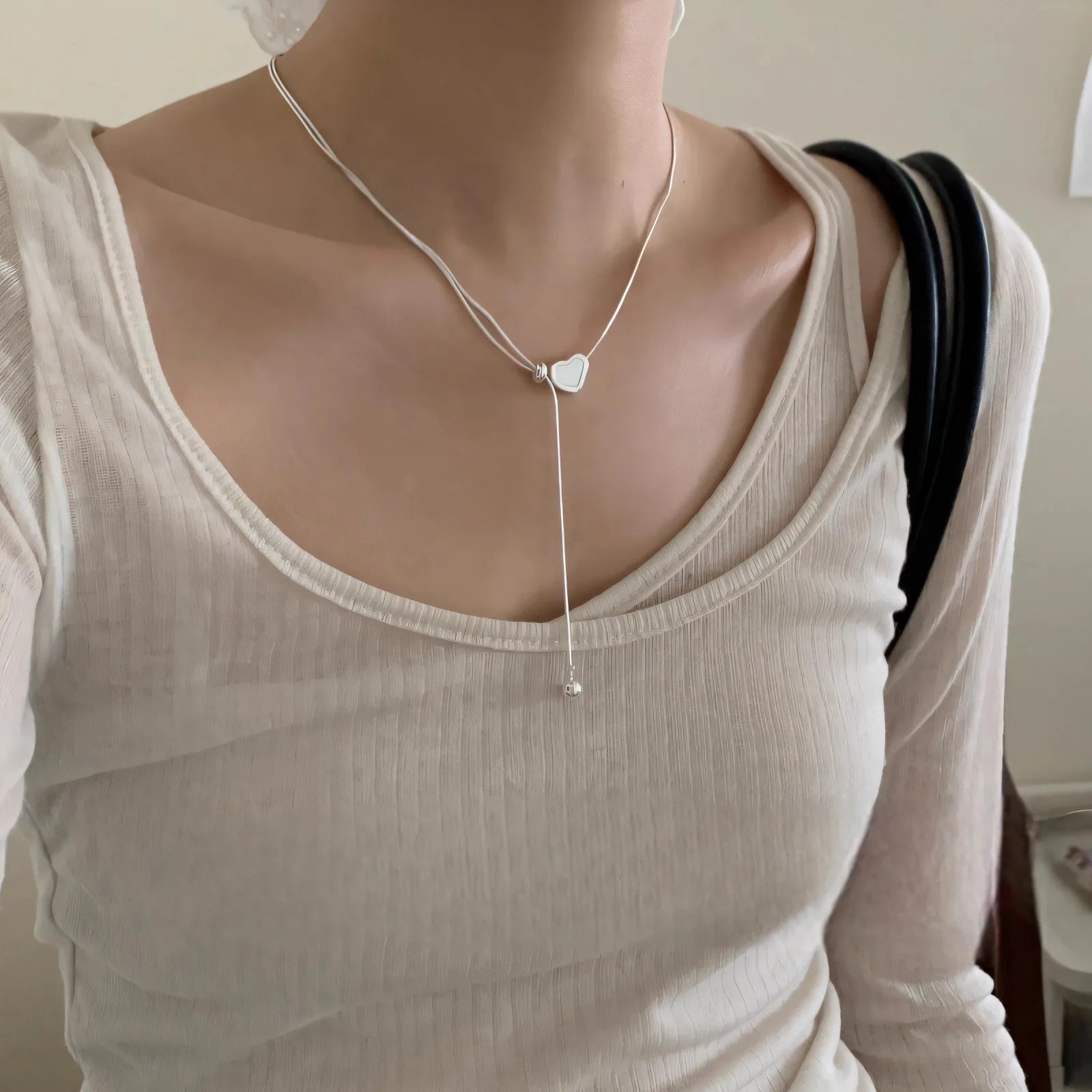 925 Sterling Silver Heart Pendant Necklace | Adjustable Love Choker for Women & Girls, Elegant Jewelry Gift