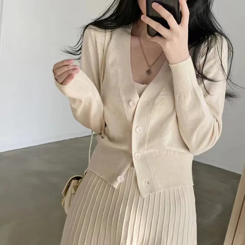 Autumn Winter New Slim Fit Strap Dress – Casual Versatile Long Sleeve Maxi Skirt | Elegant Polyester Fiber Outerwear Dress