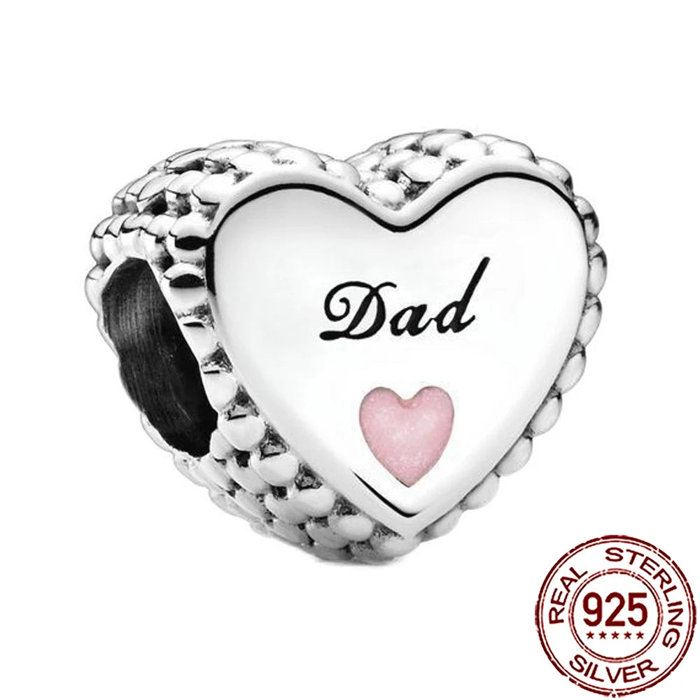 2025 New 925 Sterling Silver Heart Charm Sister Mother Daughter Beads Fit Pandora Bracelet