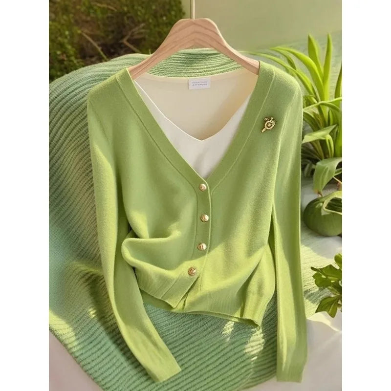 Women’s Thin Knit Cardigan Sweater | Autumn Casual Outerwear & Streetwear Jacket