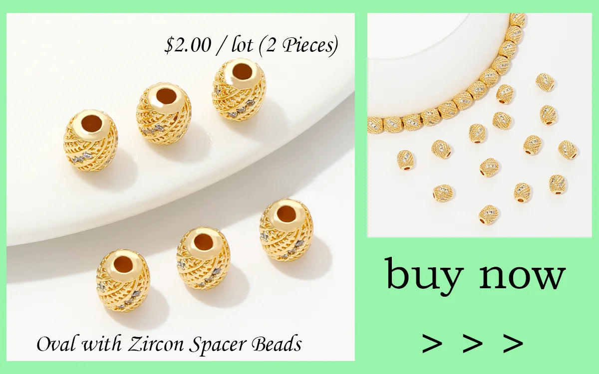 18K Gold Plated Zircon Round Spacer Beads | Brass Bracelet Beads for Jewelry Making | DIY Bead Separators Accessories