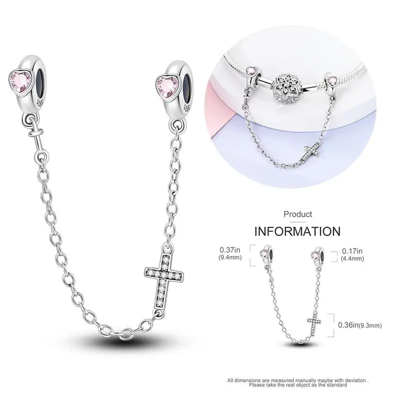 925 Sterling Silver Flying Bird & Butterfly Safety Chain Charm Beads for Original 3mm Bracelet – DIY Jewelry Gift