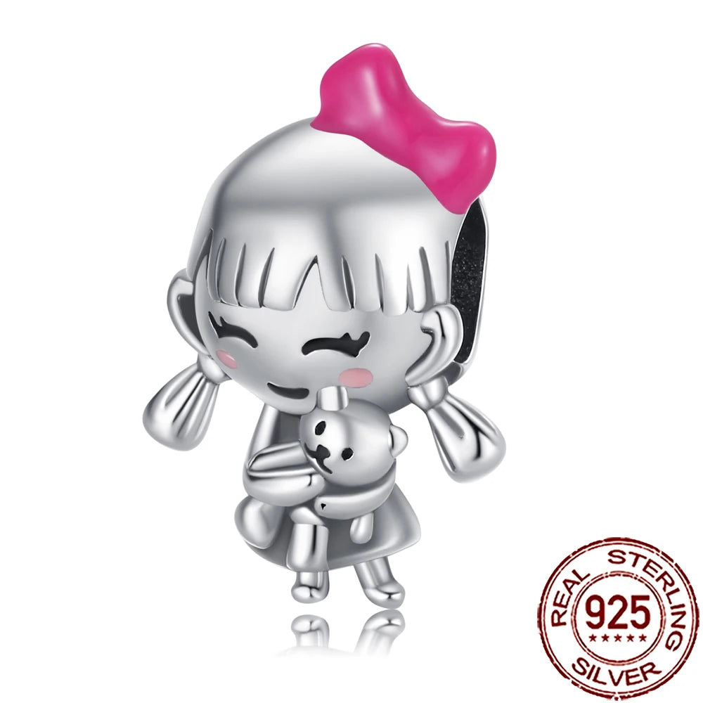 2025 New 925 Sterling Silver Family Love Heart Charm Beads | Sister, Daughter & Mother Pendant for Bracelets & DIY Jewelry