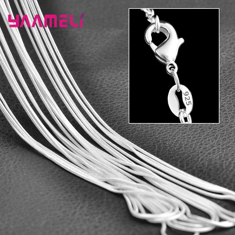 5PCS Authentic 925 Sterling Silver Chain Necklaces | Solid Silver Chains with Lobster Clasps for Men & Women 16–30 Inch