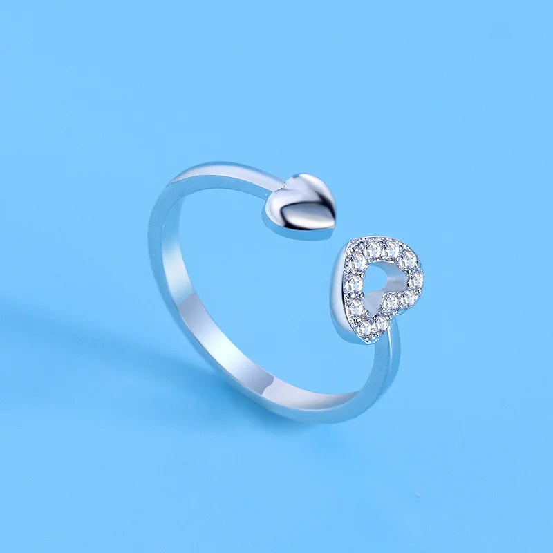 925 Sterling Silver Adjustable Zircon Ring – Elegant Simplicity Fashion Jewelry for Women Wedding Party Gift