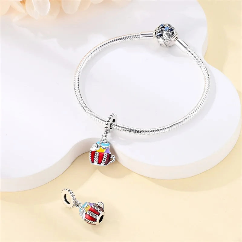 925 Sterling Silver Chocolate & Coffee Charm Beads | Fits Original Pandora Bracelet | DIY Jewelry Souvenir Gift