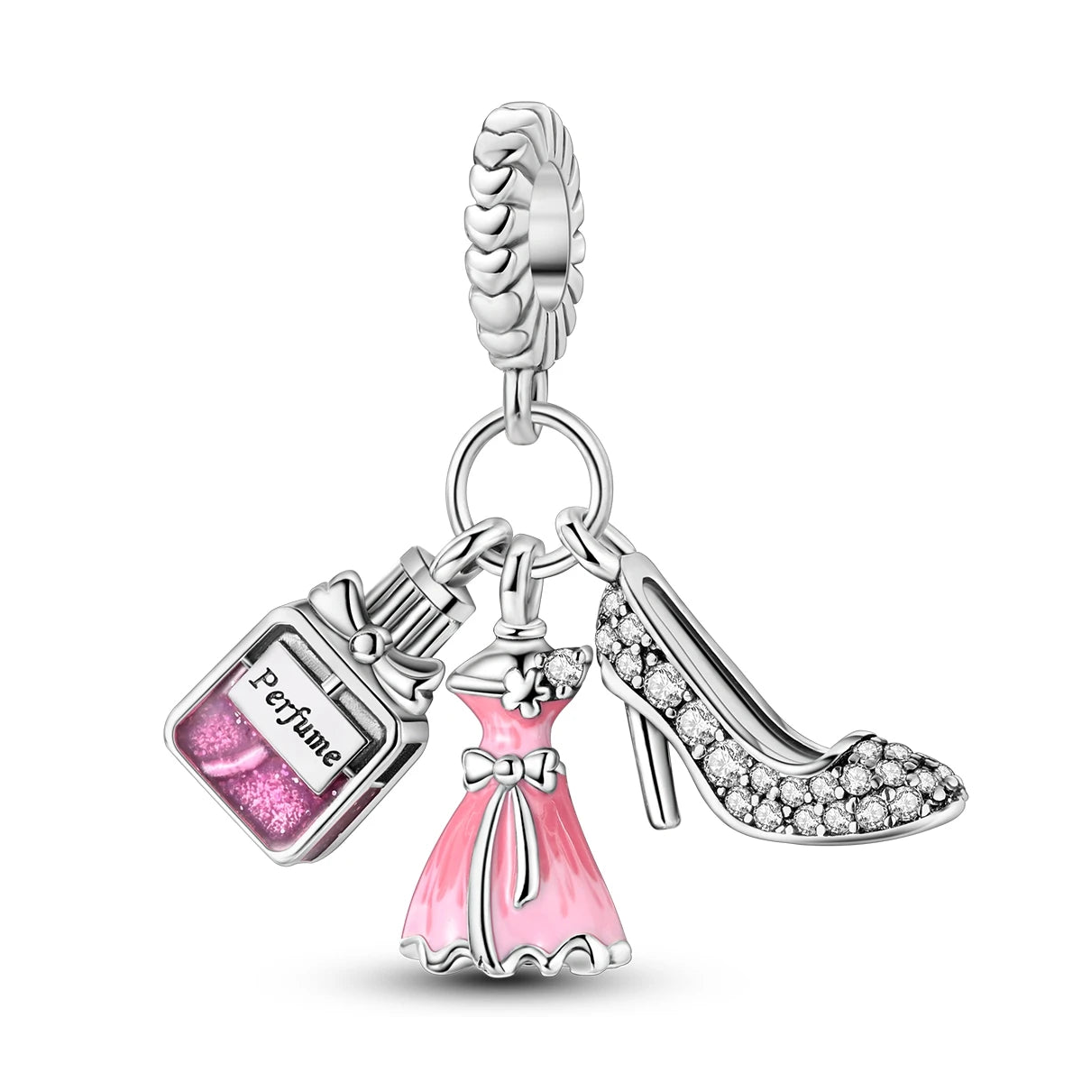 925 Sterling Silver Pink Ballet Girl Charms | Bow Pendant Beads Fit Original Bracelet & Necklace DIY Jewelry for Women